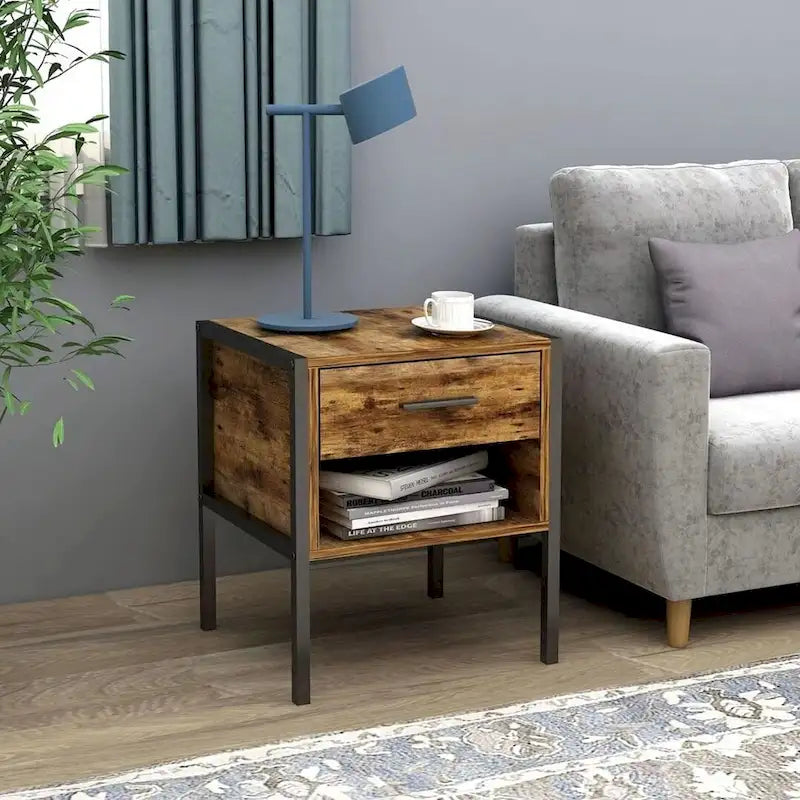 Commode rustique marron à 6 tiroirs ou lot de 2 tables de chevet
