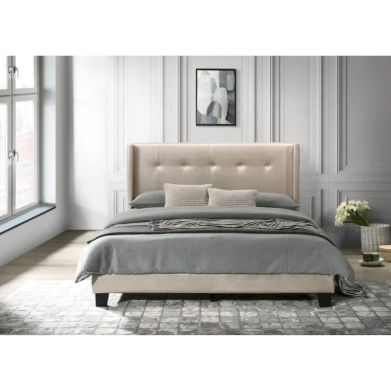 Lit plateforme Evelyn double rembourré