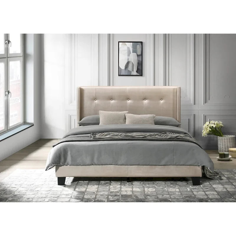 Lit plateforme Evelyn double rembourré