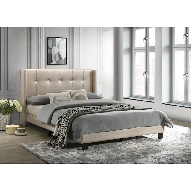 Lit plateforme Evelyn double rembourré