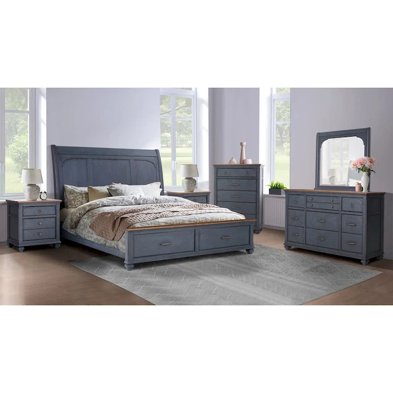 Table de chevet Bridgevine Home Americana, aucun assemblage requis, finition bleu velours côtelé