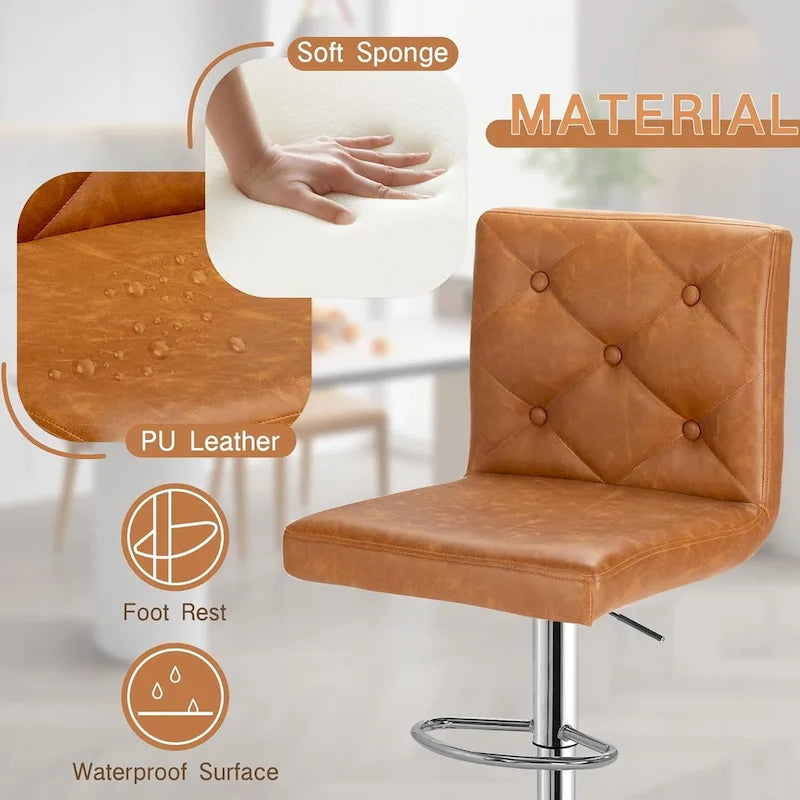 Javlergo Lot de 4 Tabourets de Bar Hauteur de Comptoir Pivotants Réglables avec Dossier