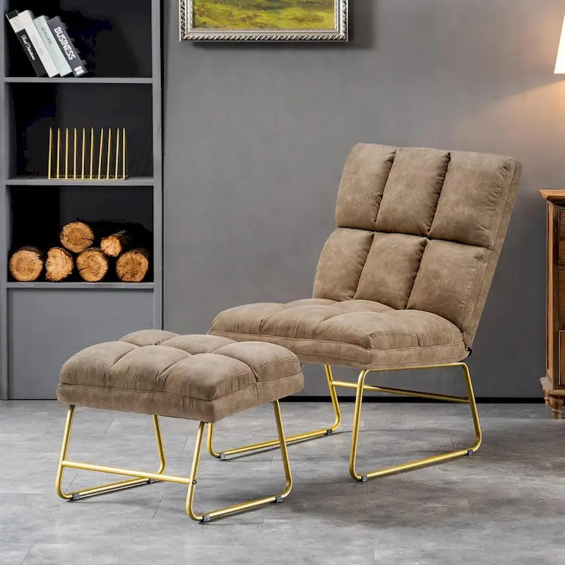 Fauteuil d'appoint Mcombo avec pouf, Canapé Lounge, 4013