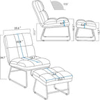 Fauteuil d'appoint Mcombo avec pouf, Canapé Lounge, 4013