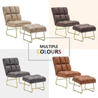 Fauteuil d'appoint Mcombo avec pouf, Canapé Lounge, 4013