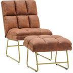 Fauteuil d'appoint Mcombo avec pouf, Canapé Lounge, 4013