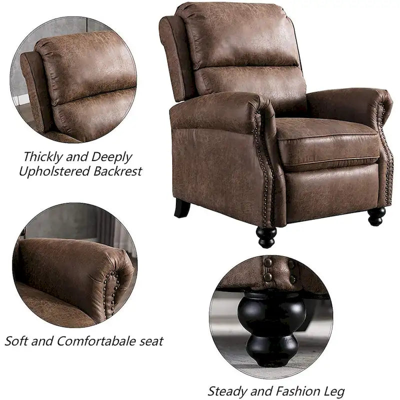 Fauteuil inclinable à pousser Club avec garniture cloutée, lot de 2