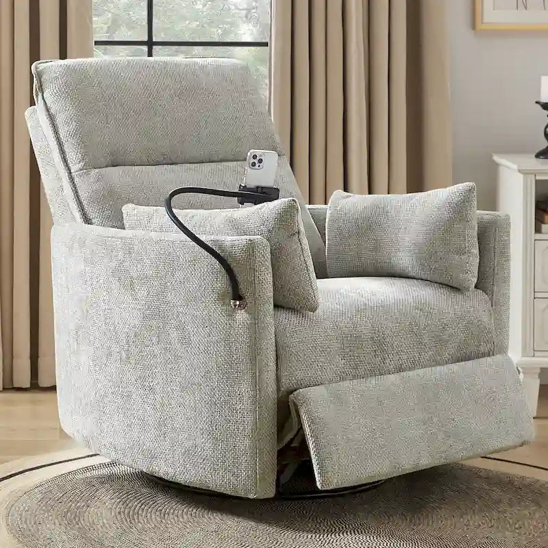 Fauteuil de relaxation, à bascule et pivotant, Barry Modern 38 avec ports USB, de