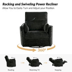Fauteuil de relaxation, à bascule et pivotant, Barry Modern 38 avec ports USB, de