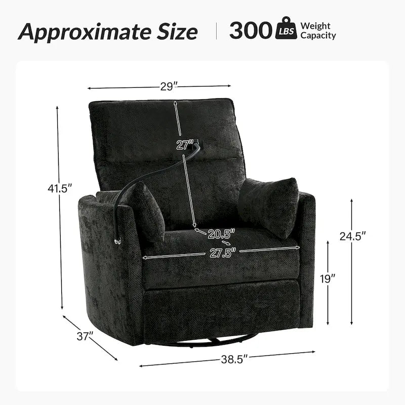 Fauteuil de relaxation, à bascule et pivotant, Barry Modern 38 avec ports USB, de