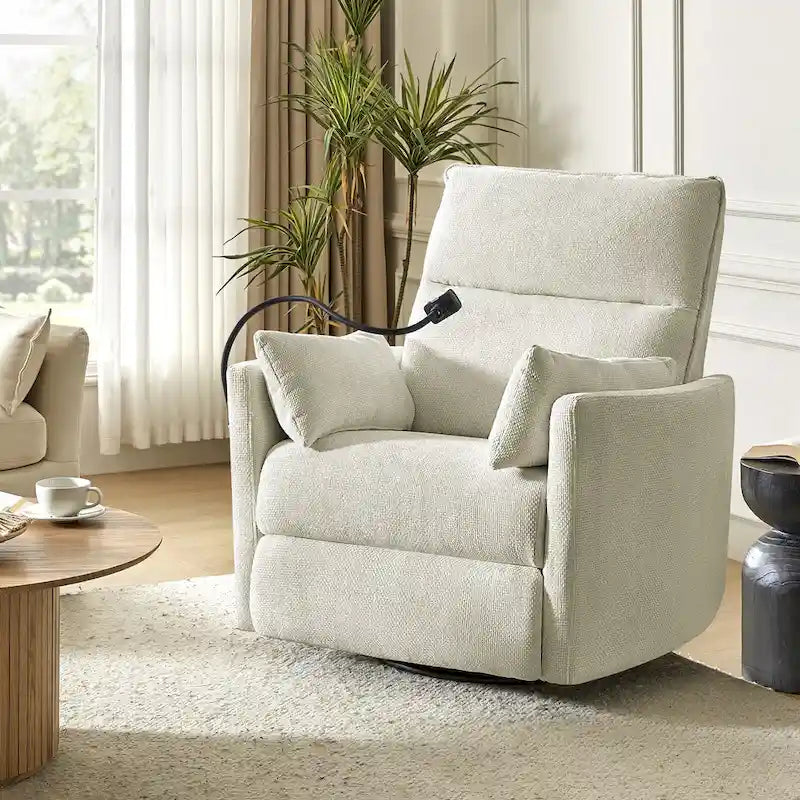 Fauteuil de relaxation, à bascule et pivotant, Barry Modern 38 avec ports USB, de
