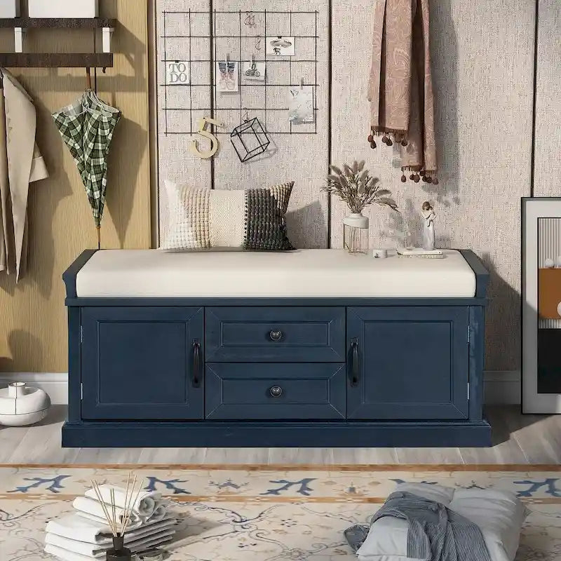 Banc de rangement / banc à chaussures avec coussin amovible pour salon