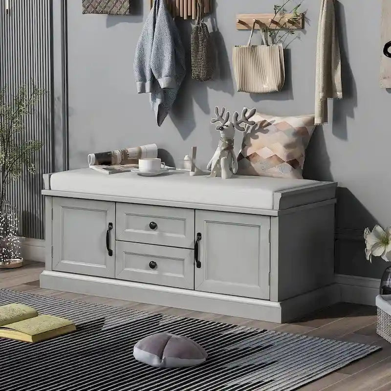 Banc de rangement / banc à chaussures avec coussin amovible pour salon