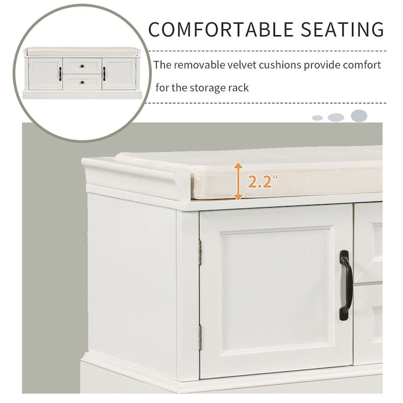 Banc de rangement / banc à chaussures avec coussin amovible pour salon