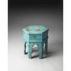 Table d'appoint Tangiers Solid Blue en bois faite à la main (Inde)