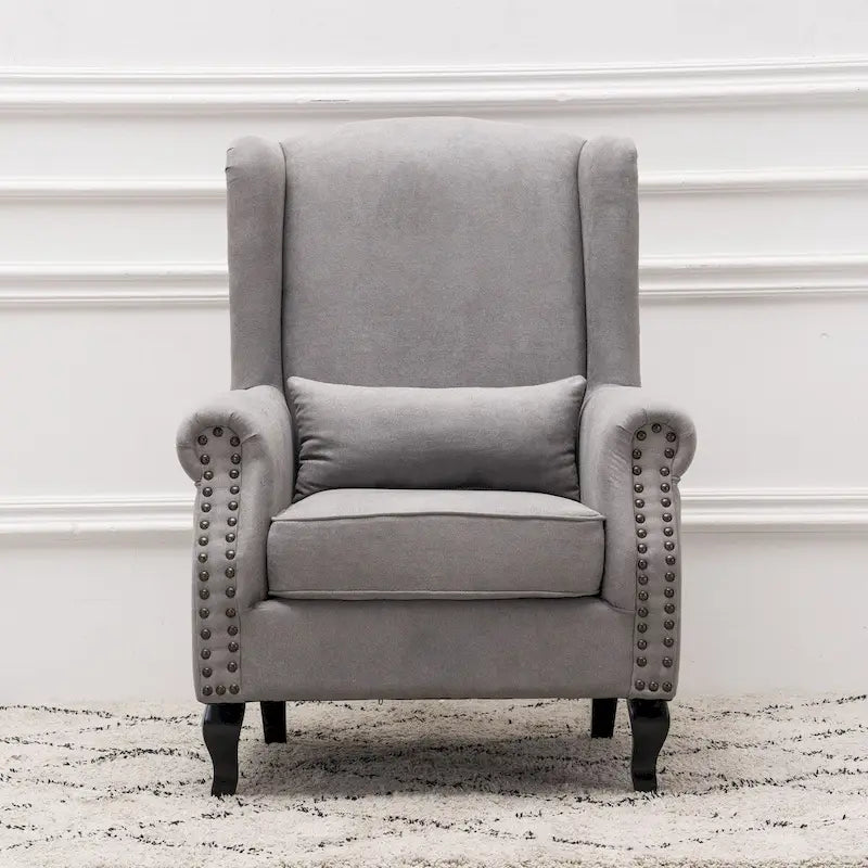 Fauteuil club à oreilles, garni, avec cloutage