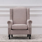 Fauteuil club à oreilles, garni, avec cloutage