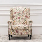 Fauteuil club à oreilles, garni, avec cloutage