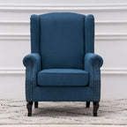Fauteuil club à oreilles, garni, avec cloutage