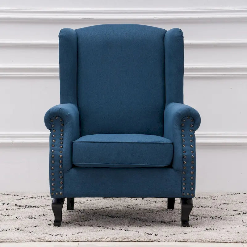 Fauteuil club à oreilles, garni, avec cloutage