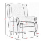 Fauteuil club à oreilles, garni, avec cloutage