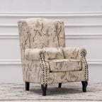 Fauteuil club à oreilles, garni, avec cloutage