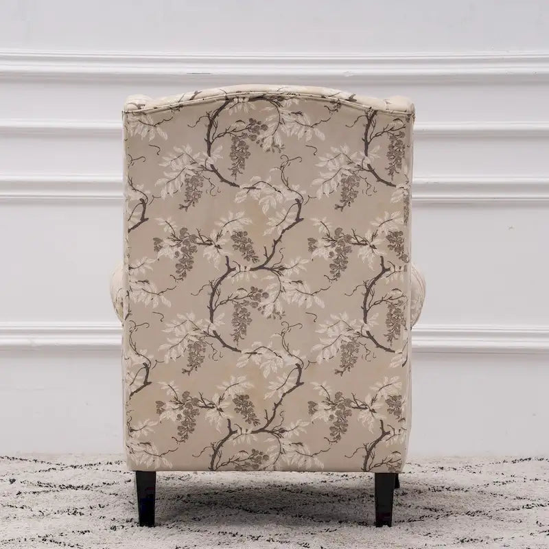 Fauteuil club à oreilles, garni, avec cloutage