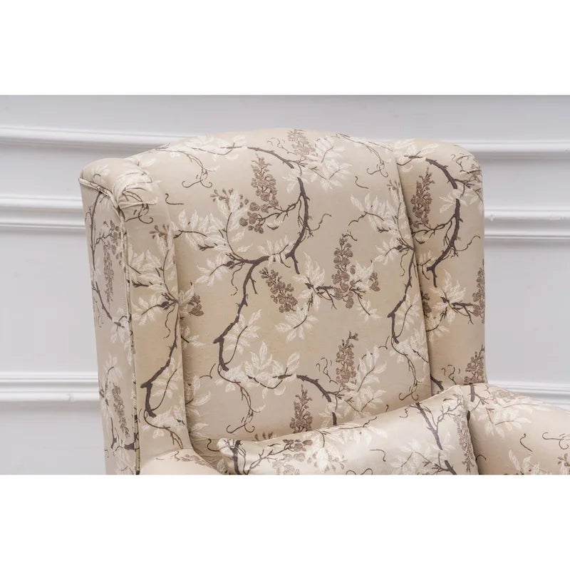 Fauteuil club à oreilles, garni, avec cloutage