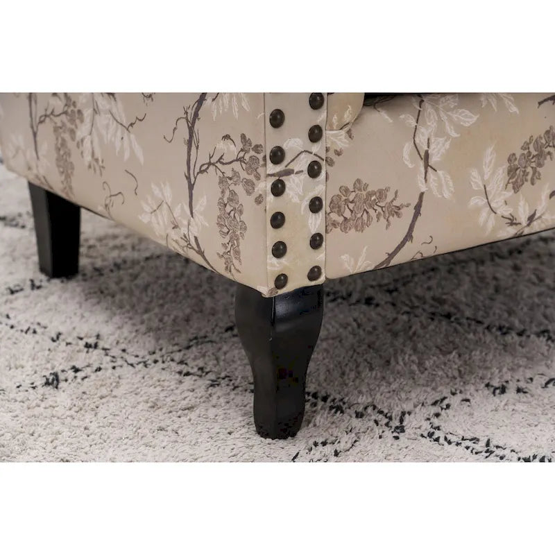 Fauteuil club à oreilles, garni, avec cloutage