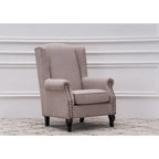 Fauteuil club à oreilles, garni, avec cloutage