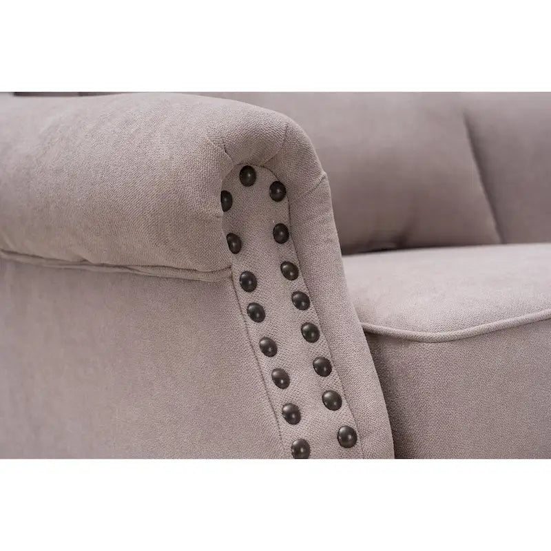 Fauteuil club à oreilles, garni, avec cloutage