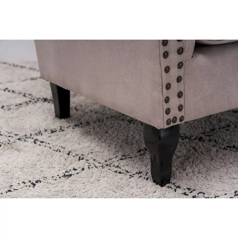 Fauteuil club à oreilles, garni, avec cloutage