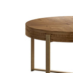 Table basse ronde en bois avec piètement en croix