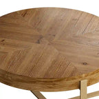 Table basse ronde en bois avec piètement en croix