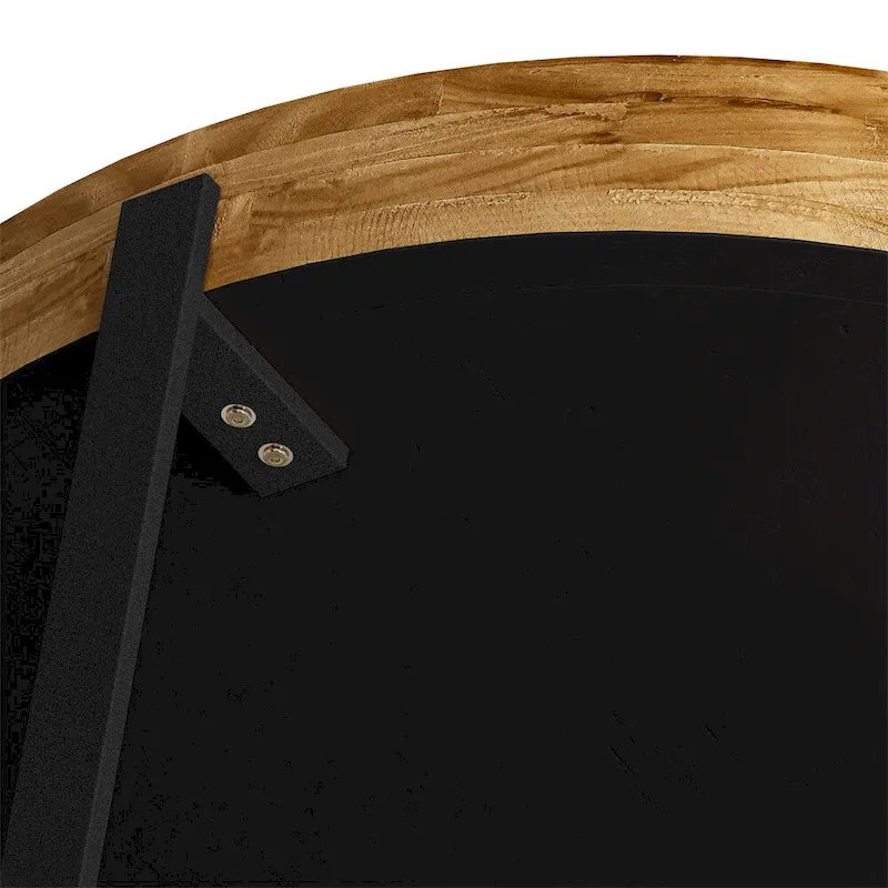 Table basse ronde en bois avec piètement en croix
