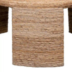 Table basse Asha de 91 cm, plateau rond avec enroulement en rotin naturel