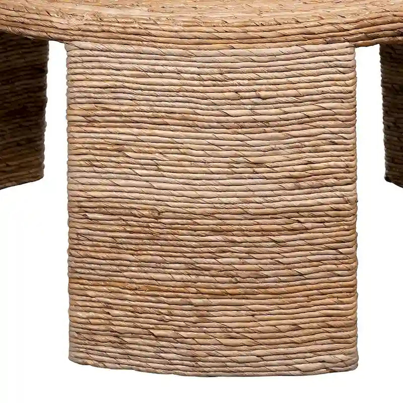 Table basse Asha de 91 cm, plateau rond avec enroulement en rotin naturel