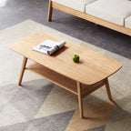 Table basse en bois massif avec étagère de rangement