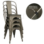 Yaheetech Lot de 4 Chaises de Salle à Manger en Métal avec Siège en Bois Chaises Empilables