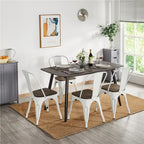 Yaheetech Lot de 4 Chaises de Salle à Manger en Métal avec Siège en Bois Chaises Empilables