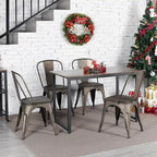 Yaheetech Lot de 4 Chaises de Salle à Manger en Métal avec Siège en Bois Chaises Empilables