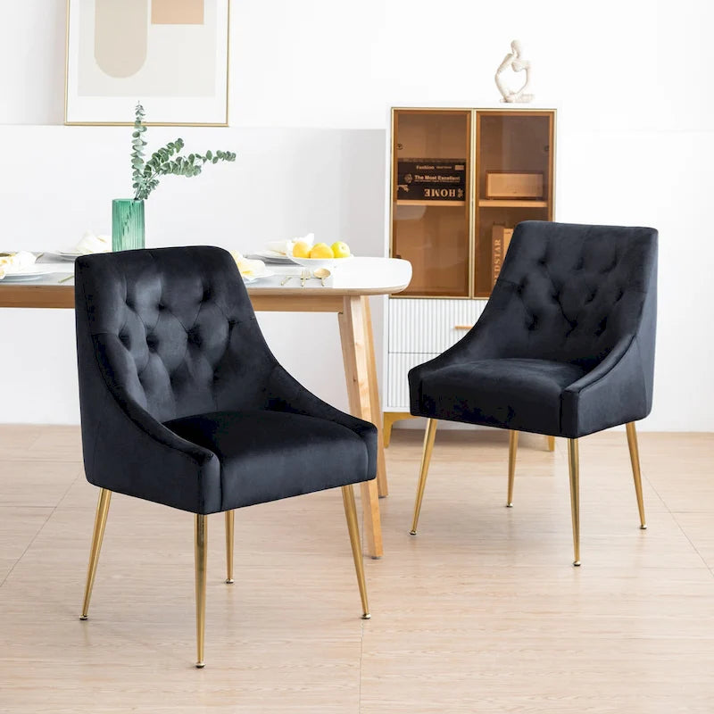  Mid-Century Modern Velvet Dining Chair, Upholstered Parsons Chair, Set of 2