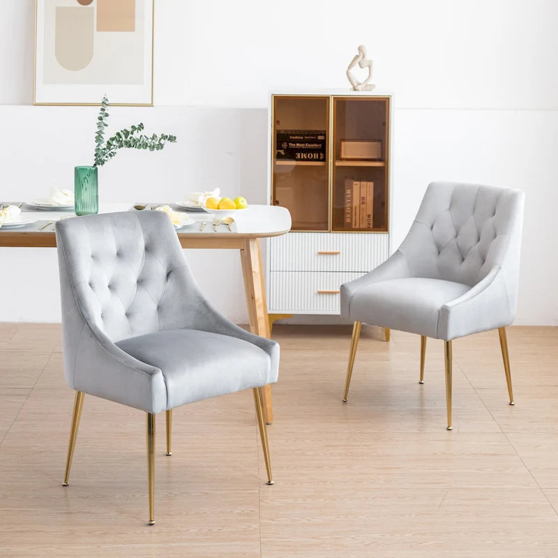 Chaise de salle à manger moderne du milieu du siècle en velours, chaise Parsons rembourrée, lot de 2