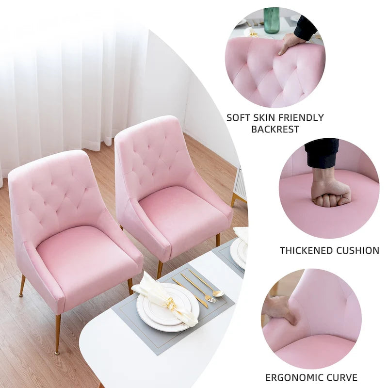 Chaise de salle à manger moderne du milieu du siècle en velours, chaise Parsons rembourrée, lot de 2
