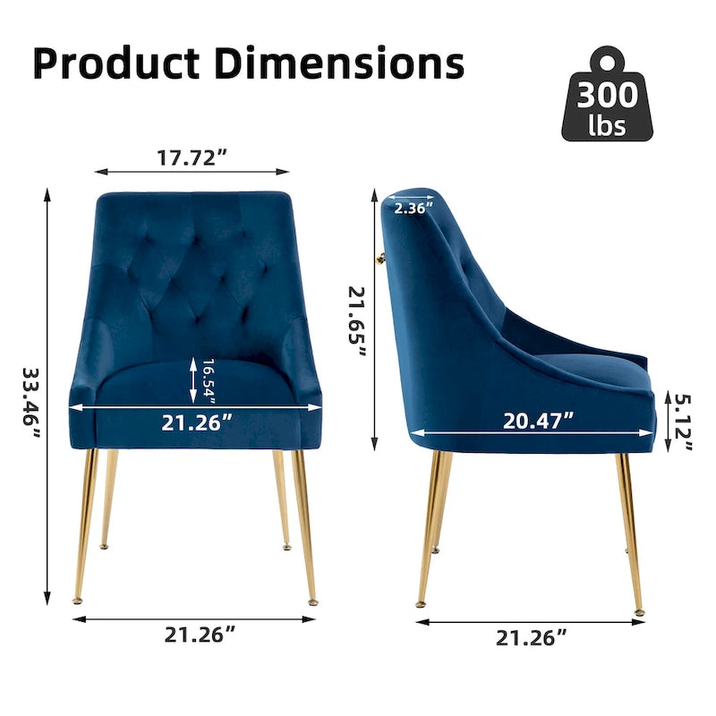 Chaise de salle à manger moderne du milieu du siècle en velours, chaise Parsons rembourrée, lot de 2
