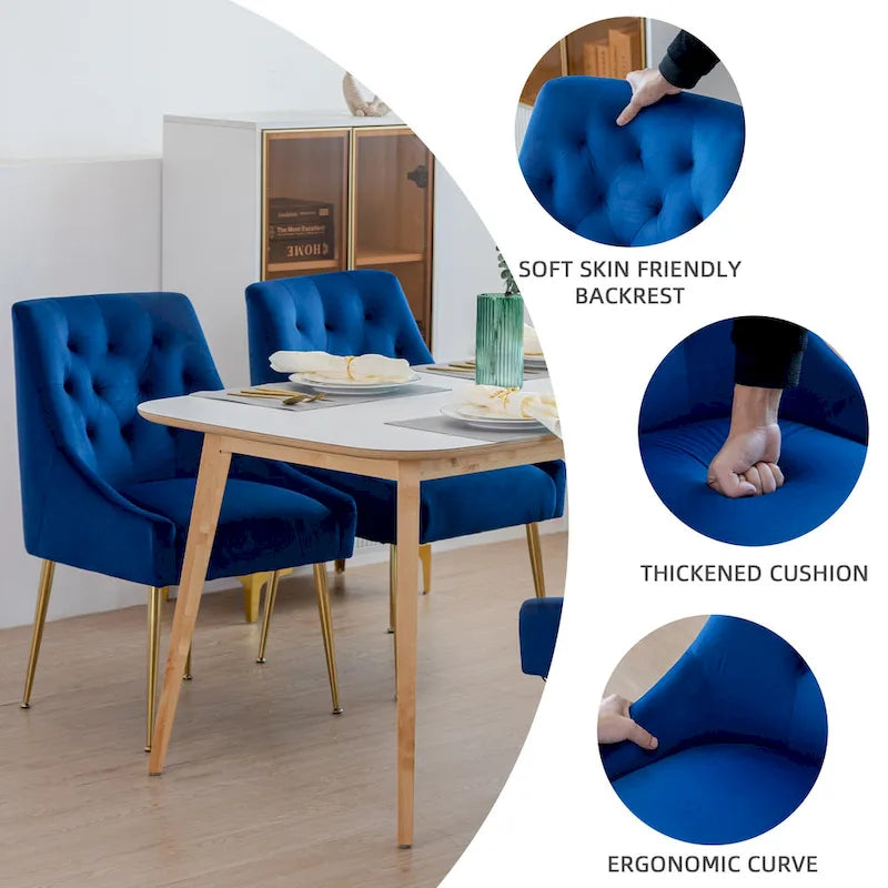 Chaise de salle à manger moderne du milieu du siècle en velours, chaise Parsons rembourrée, lot de 2