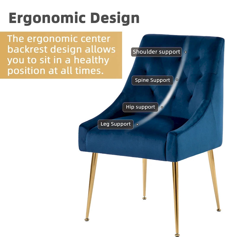 Chaise de salle à manger moderne du milieu du siècle en velours, chaise Parsons rembourrée, lot de 2