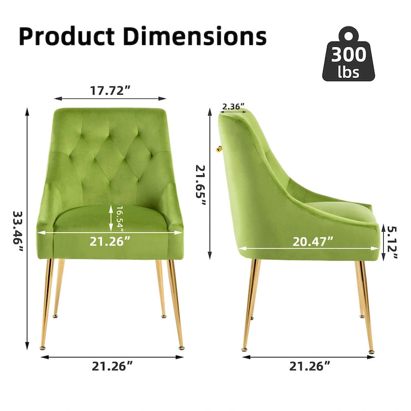 Chaise de salle à manger moderne du milieu du siècle en velours, chaise Parsons rembourrée, lot de 2