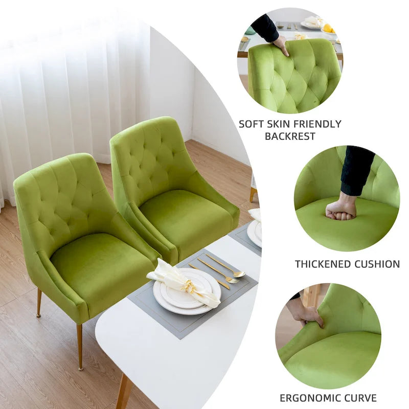 Chaise de salle à manger moderne du milieu du siècle en velours, chaise Parsons rembourrée, lot de 2