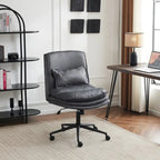 Chaise de bureau pivotante sans accoudoirs en tissu polyester rembourrée avec roulettes